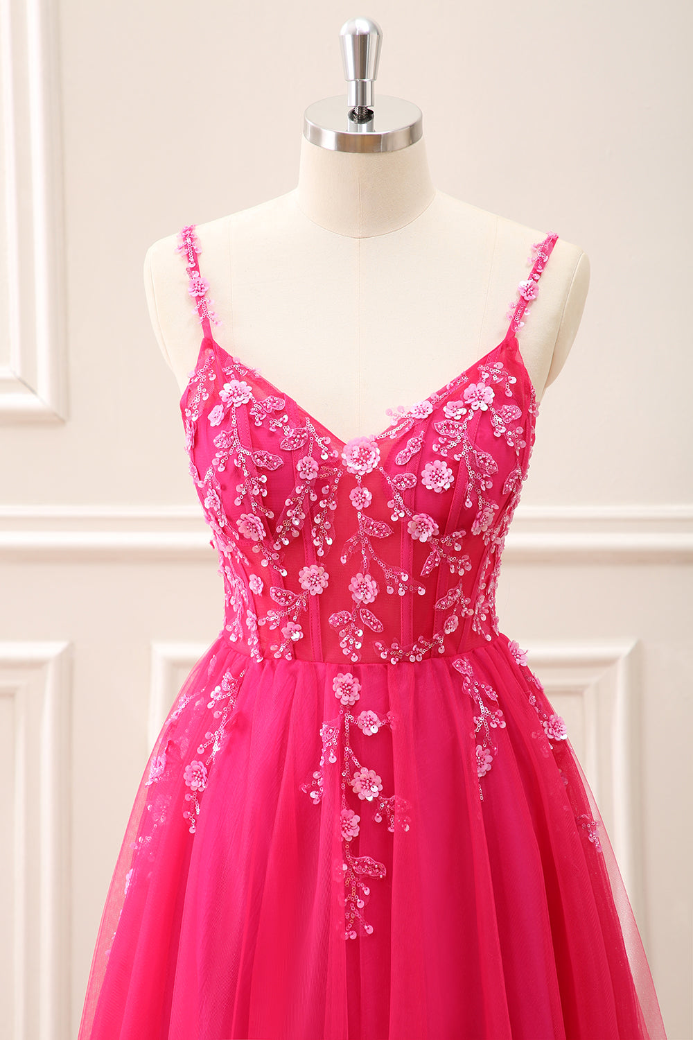 Royal Blue Corset Sequined A Line Tulle Maxi Dress with Appliques - Image 16