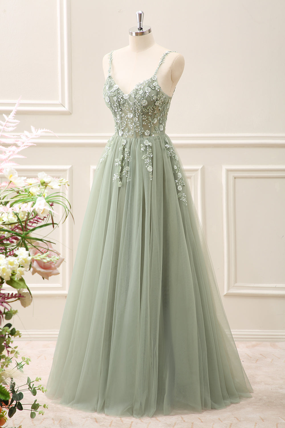 Royal Blue Corset Sequined A Line Tulle Maxi Dress with Appliques - Image 21