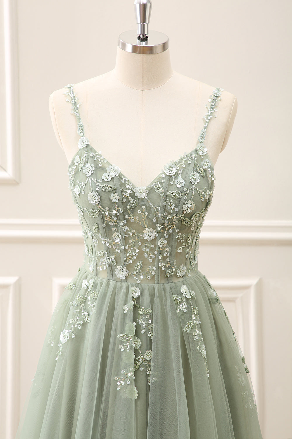 Royal Blue Corset Sequined A Line Tulle Maxi Dress with Appliques - Image 22