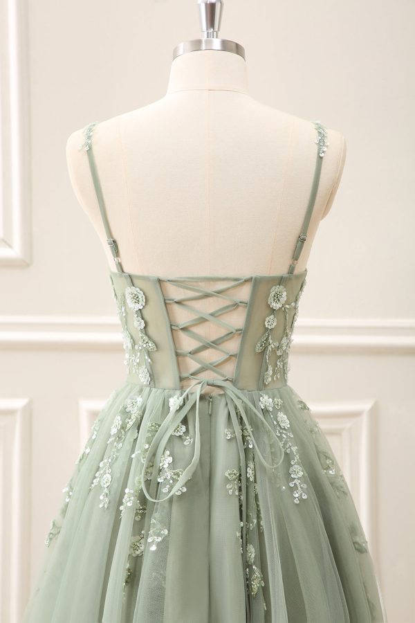 Royal Blue Corset Sequined A Line Tulle Maxi Dress with Appliques - Image 23