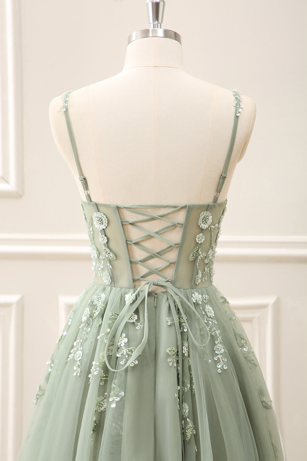 Royal Blue Corset Sequined A Line Tulle Maxi Dress with Appliques - Image 23
