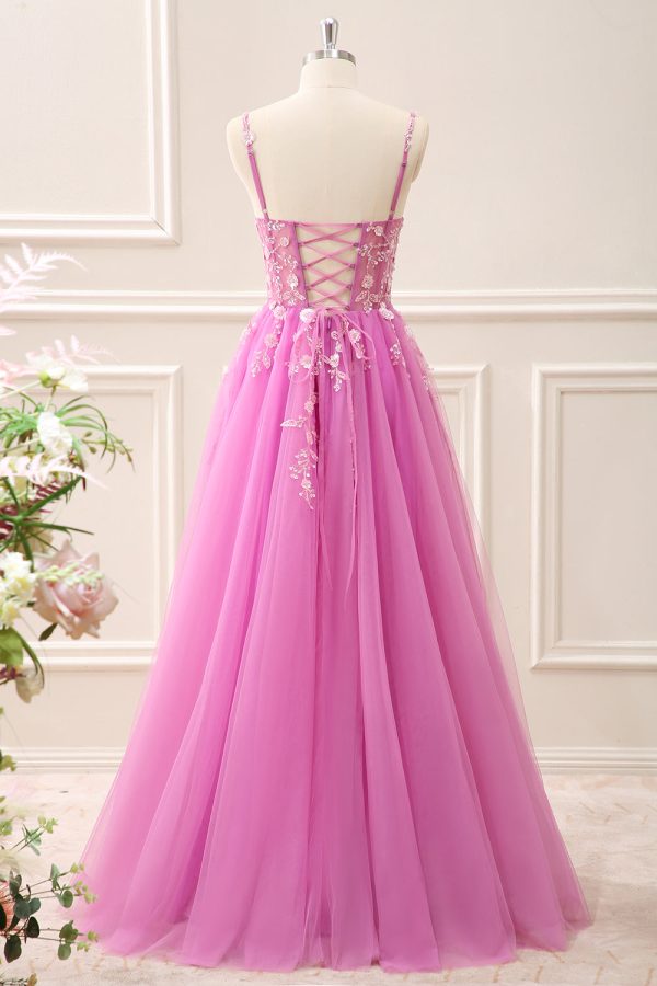 Royal Blue Corset Sequined A Line Tulle Maxi Dress with Appliques - Image 26