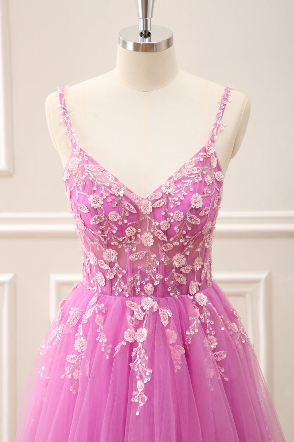 Royal Blue Corset Sequined A Line Tulle Maxi Dress with Appliques - Image 28