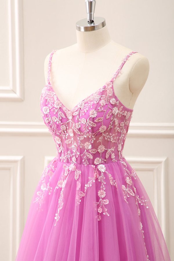 Royal Blue Corset Sequined A Line Tulle Maxi Dress with Appliques - Image 30