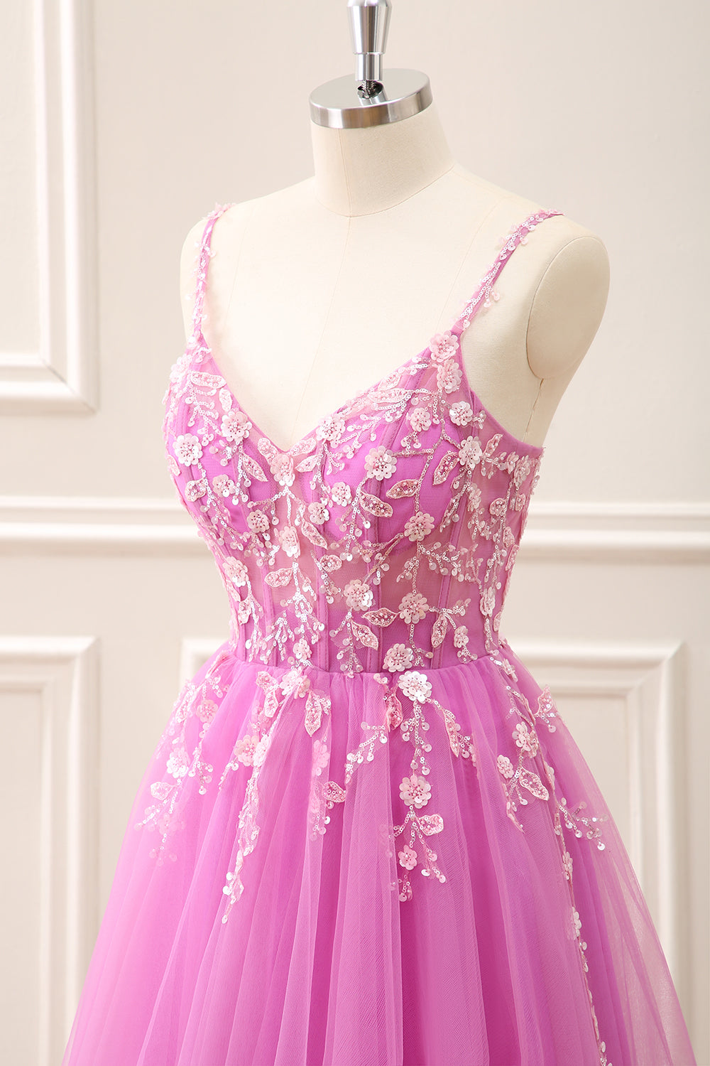 Royal Blue Corset Sequined A Line Tulle Maxi Dress with Appliques - Image 30