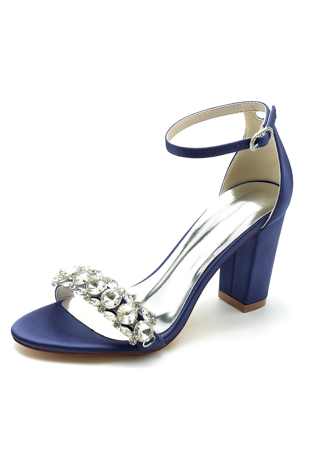 Royal Blue Rhinestone Ankle Straps Prom Sandals - Image 8