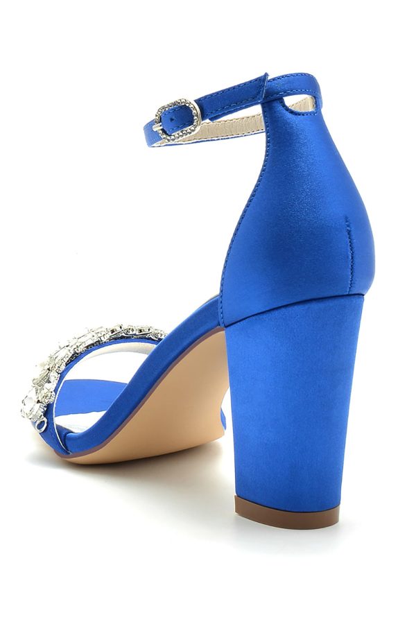 Royal Blue Rhinestone Ankle Straps Prom Sandals - Image 5
