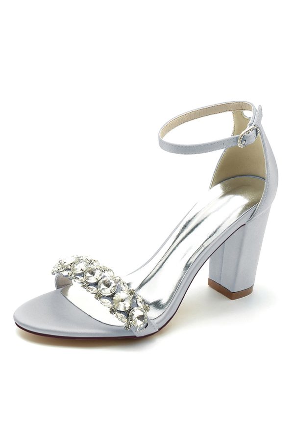 Royal Blue Rhinestone Ankle Straps Prom Sandals - Image 2