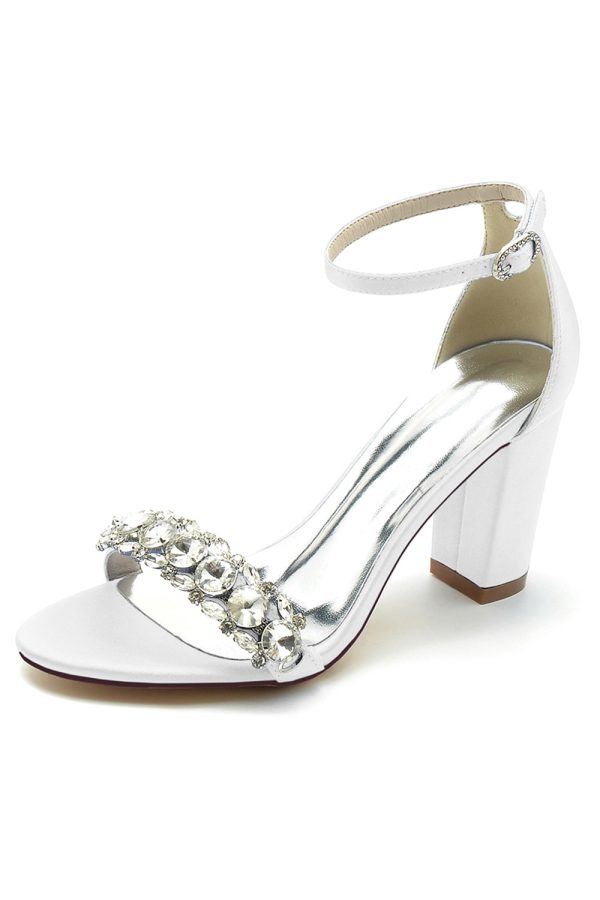 Royal Blue Rhinestone Ankle Straps Prom Sandals - Image 3