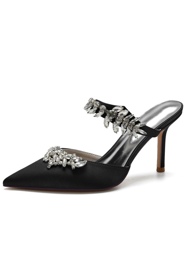 Royal Blue Pointed Toe Rhinestone Stiletto Sandals - Image 6