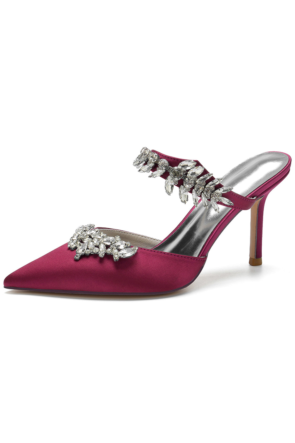 Royal Blue Pointed Toe Rhinestone Stiletto Sandals - Image 8