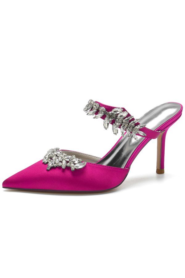 Royal Blue Pointed Toe Rhinestone Stiletto Sandals - Image 9