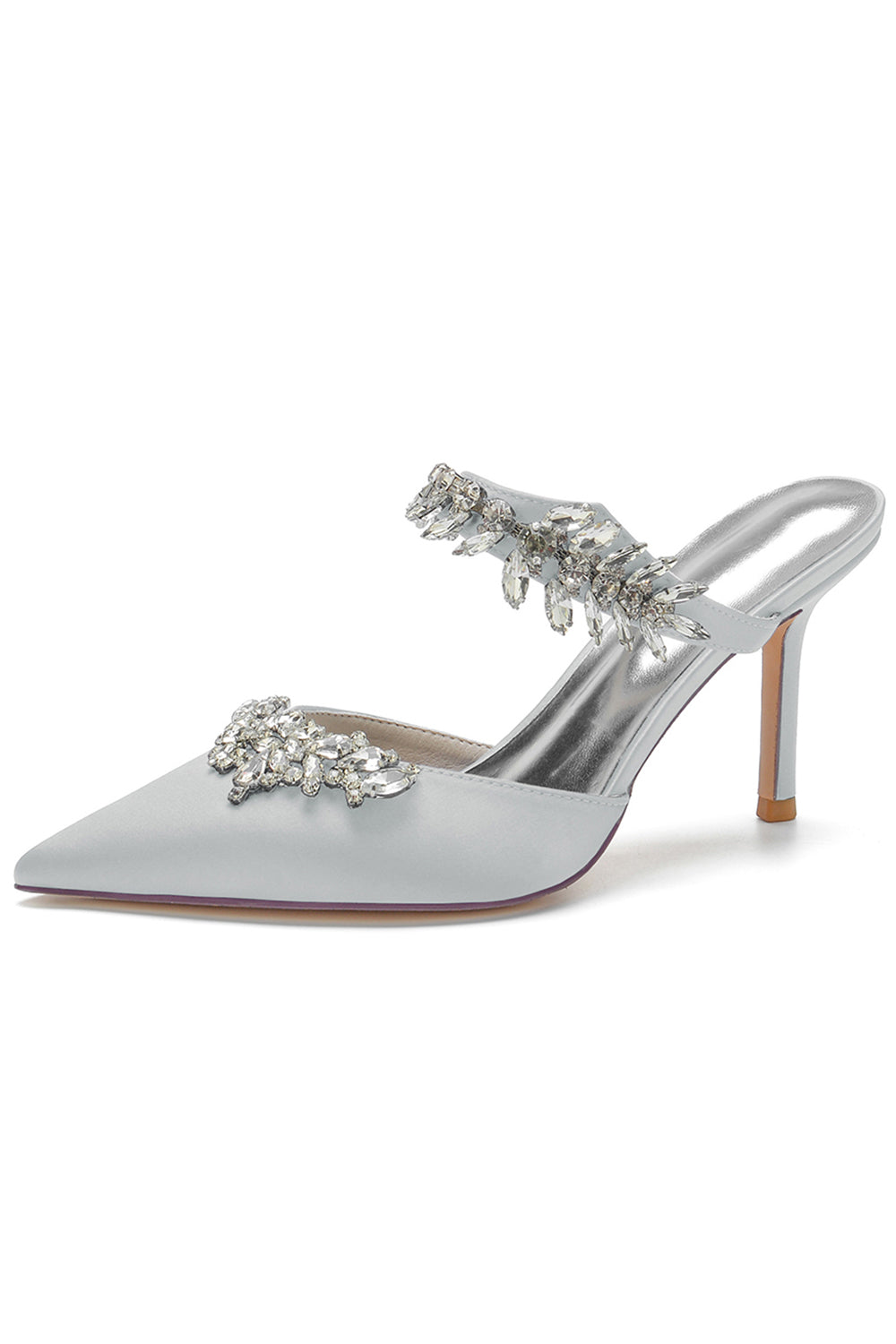 Royal Blue Pointed Toe Rhinestone Stiletto Sandals - Image 5