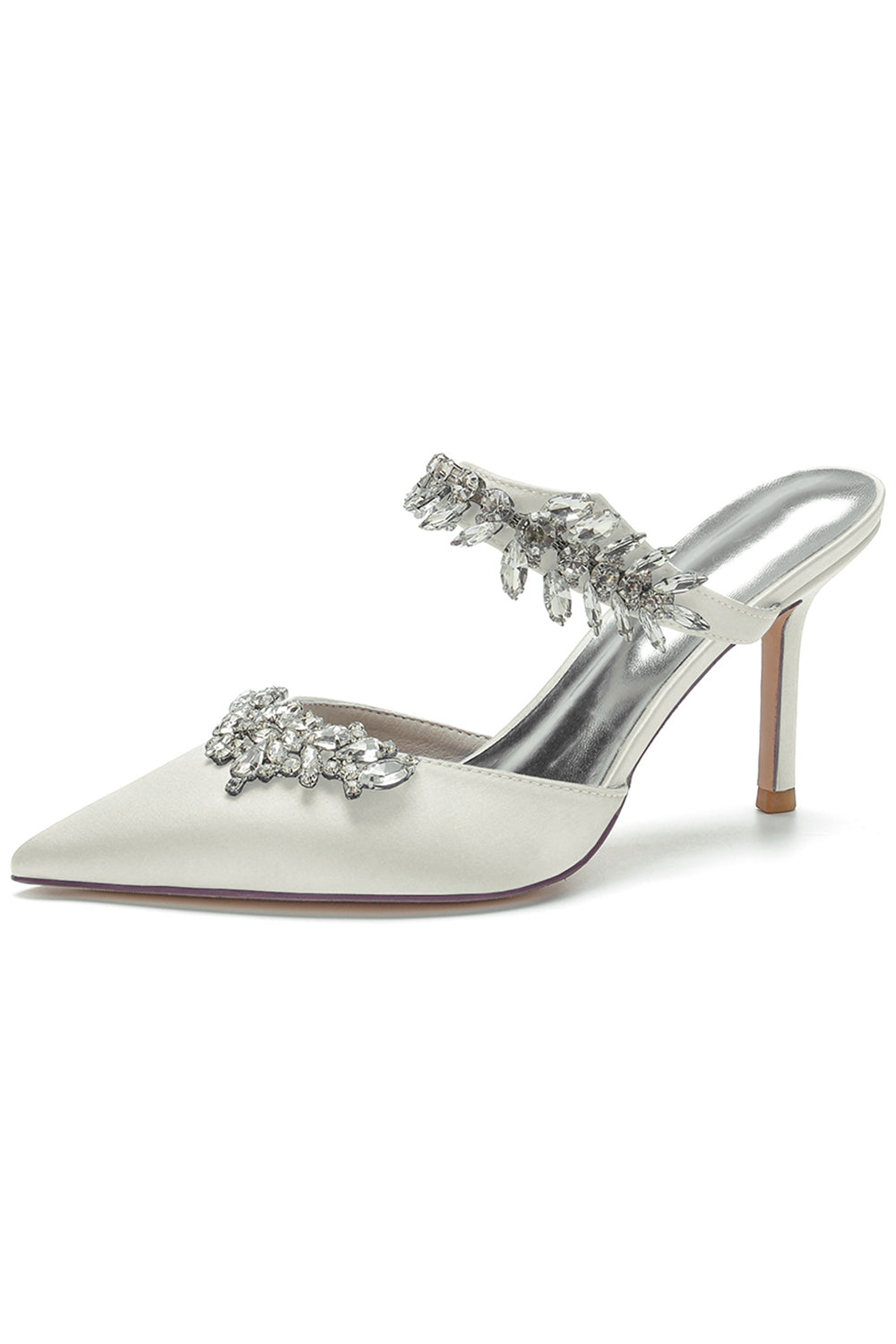 Royal Blue Pointed Toe Rhinestone Stiletto Sandals - Image 7
