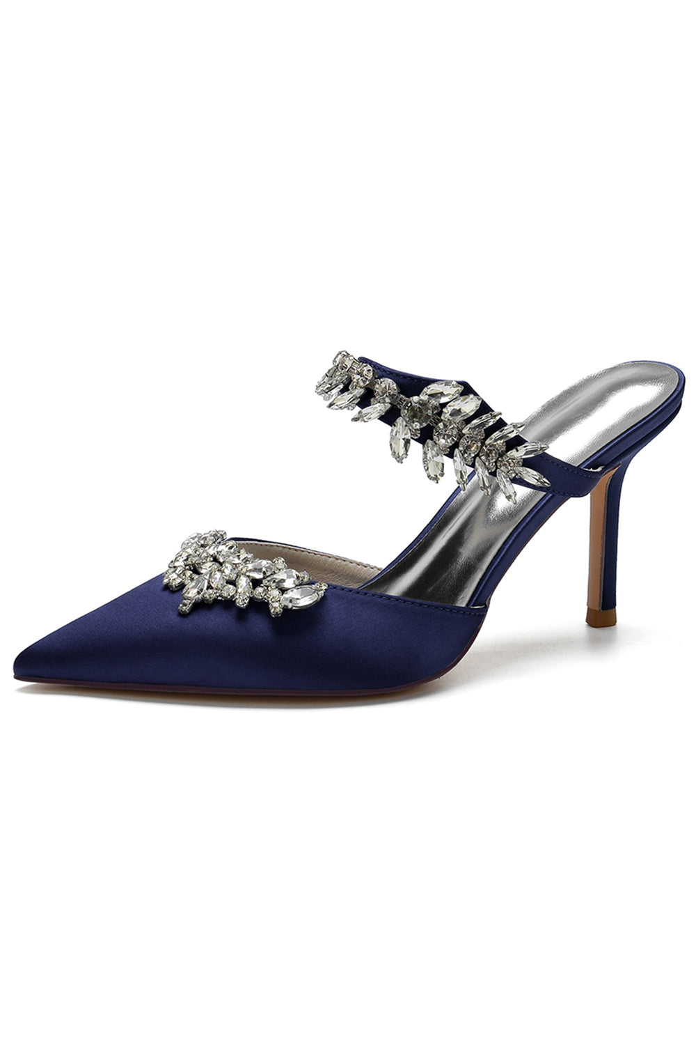 Royal Blue Pointed Toe Rhinestone Stiletto Sandals - Image 11