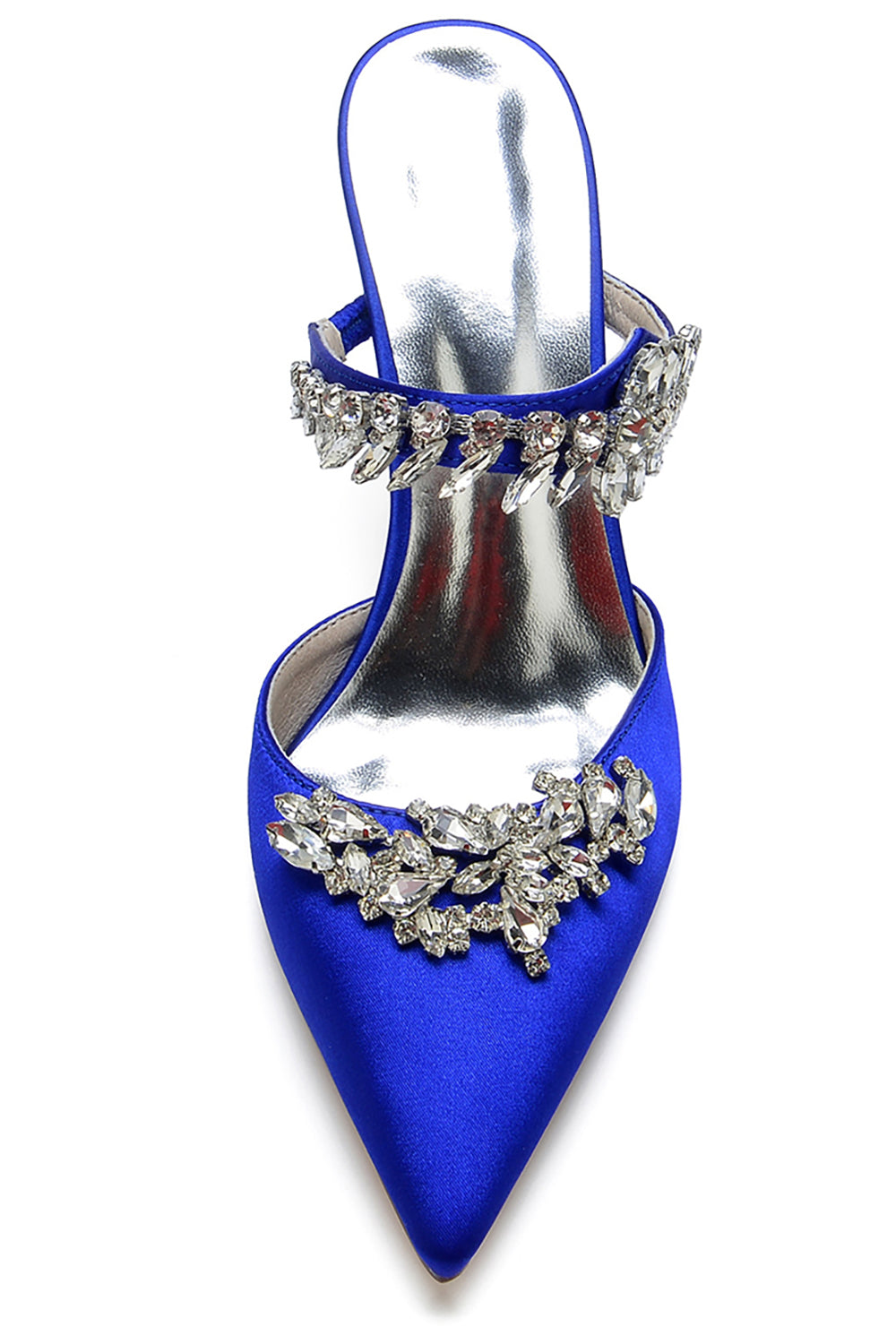 Royal Blue Pointed Toe Rhinestone Stiletto Sandals - Image 2