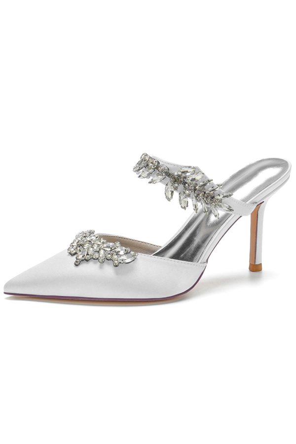 Royal Blue Pointed Toe Rhinestone Stiletto Sandals - Image 12