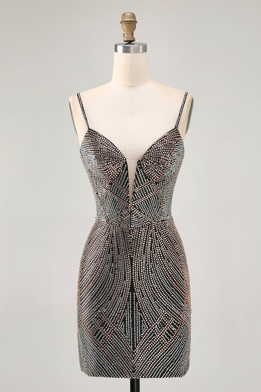 Royal Blue Spaghetti Straps Beaded Bodycon Homecoming Dress - Image 9