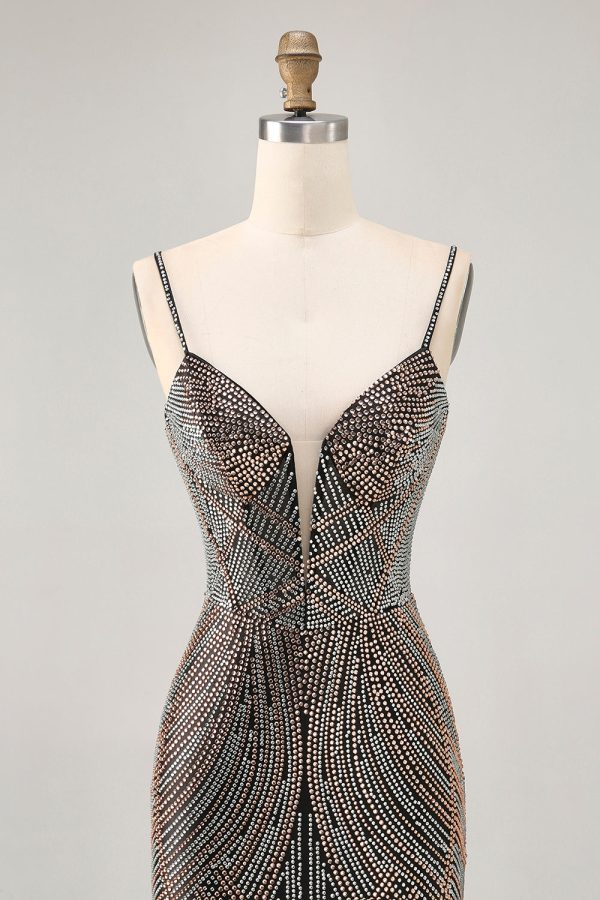 Royal Blue Spaghetti Straps Beaded Bodycon Homecoming Dress - Image 14