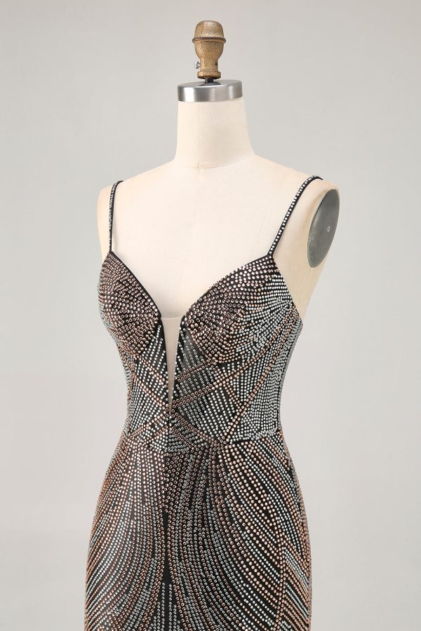 Royal Blue Spaghetti Straps Beaded Bodycon Homecoming Dress - Image 15