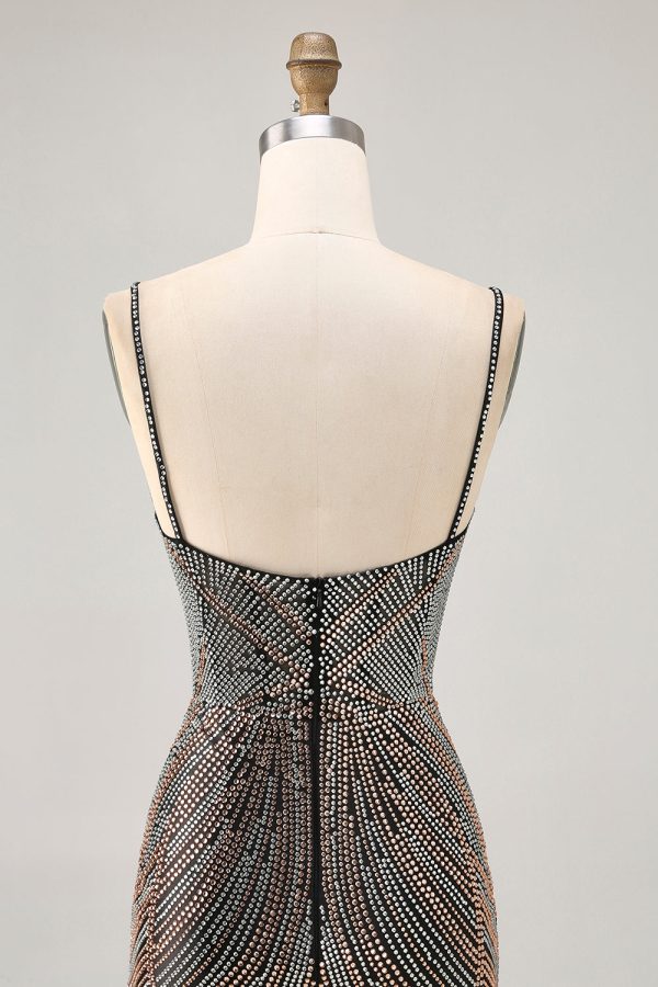 Royal Blue Spaghetti Straps Beaded Bodycon Homecoming Dress - Image 16