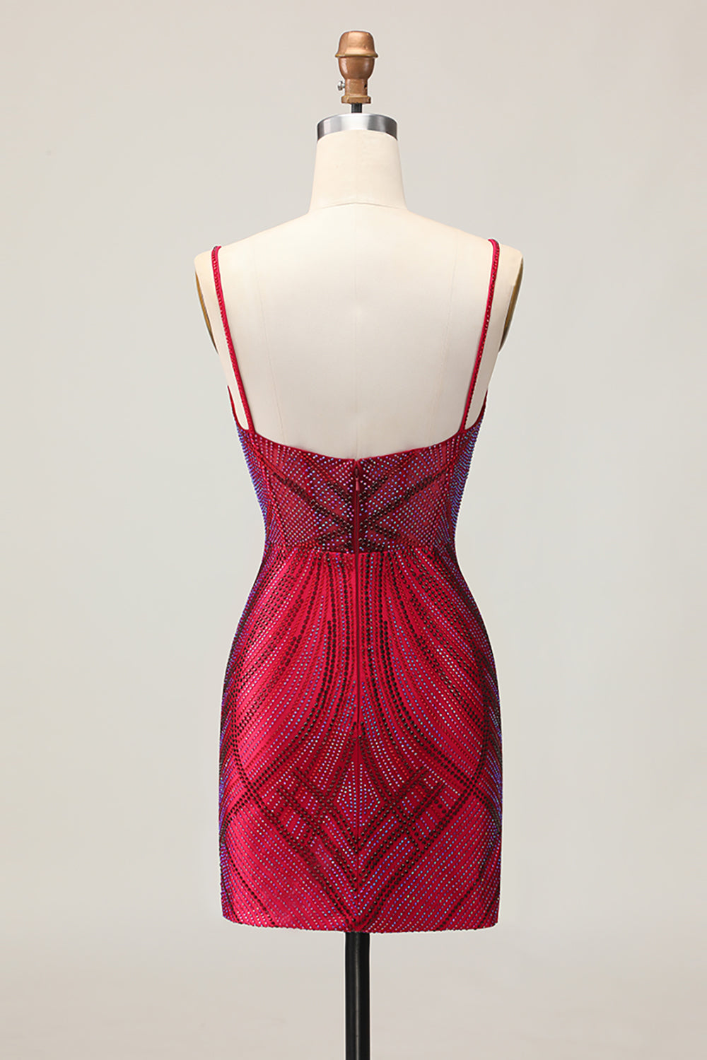 Royal Blue Spaghetti Straps Beaded Bodycon Homecoming Dress - Image 18