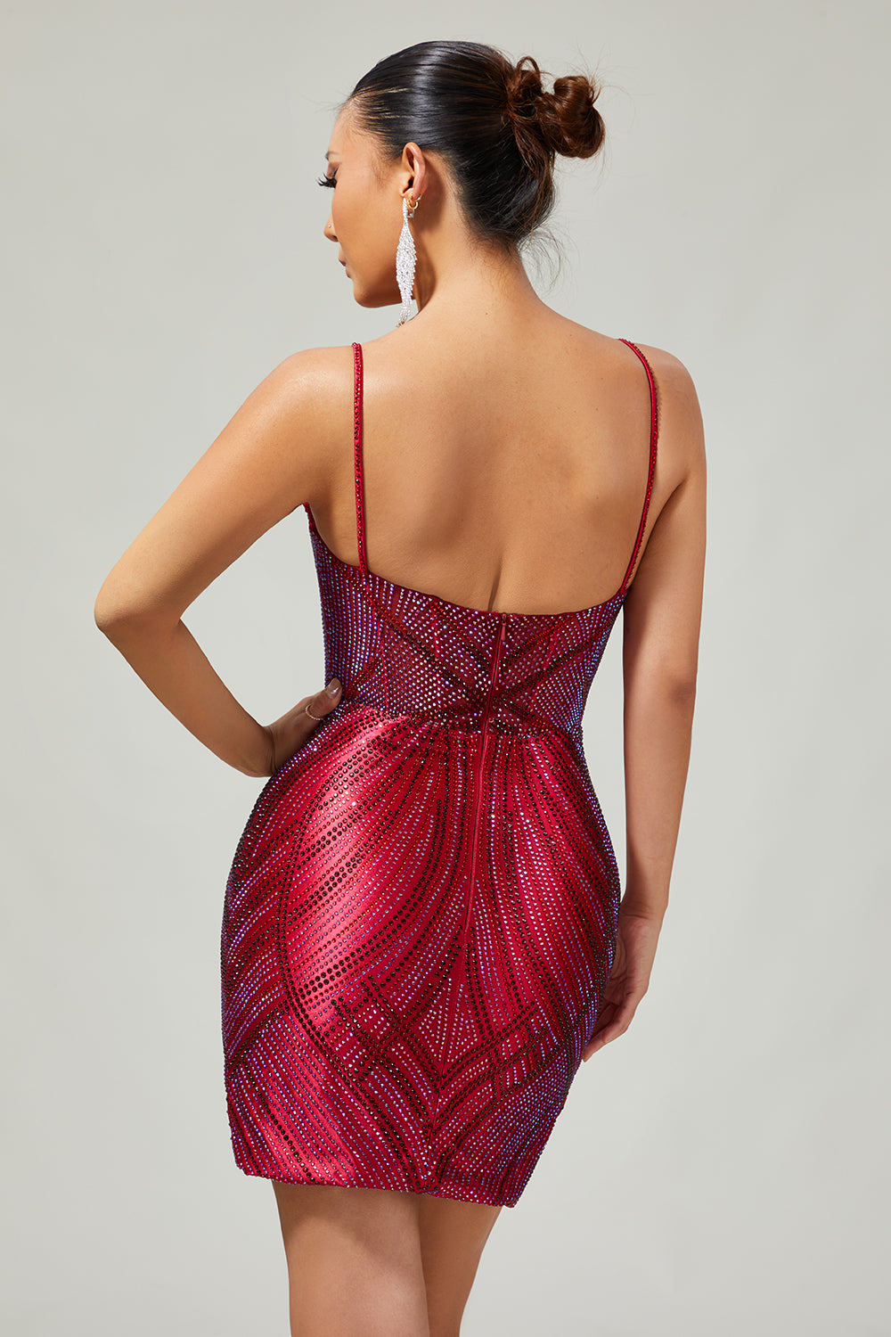 Royal Blue Spaghetti Straps Beaded Bodycon Homecoming Dress - Image 20