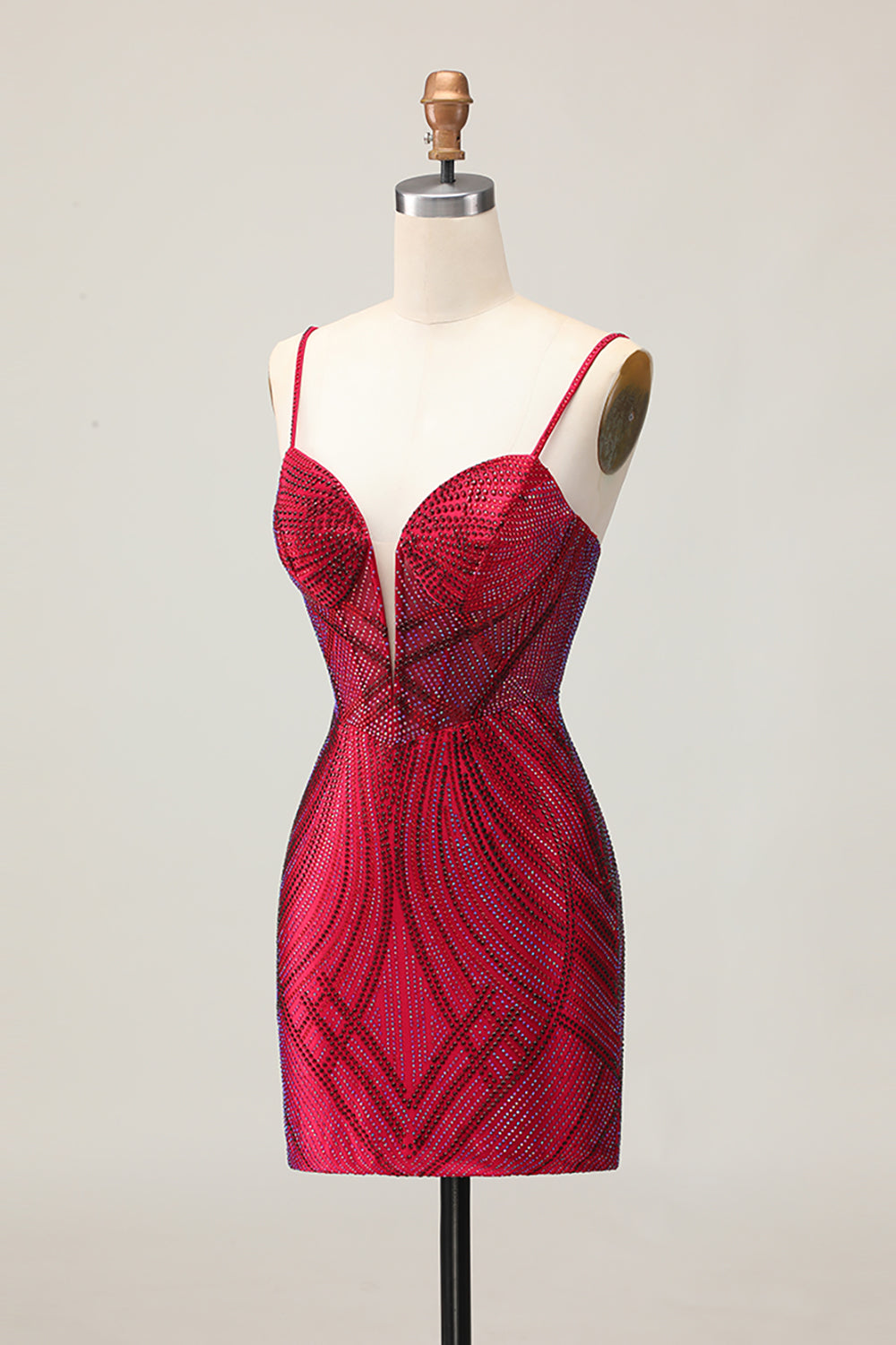 Royal Blue Spaghetti Straps Beaded Bodycon Homecoming Dress - Image 21