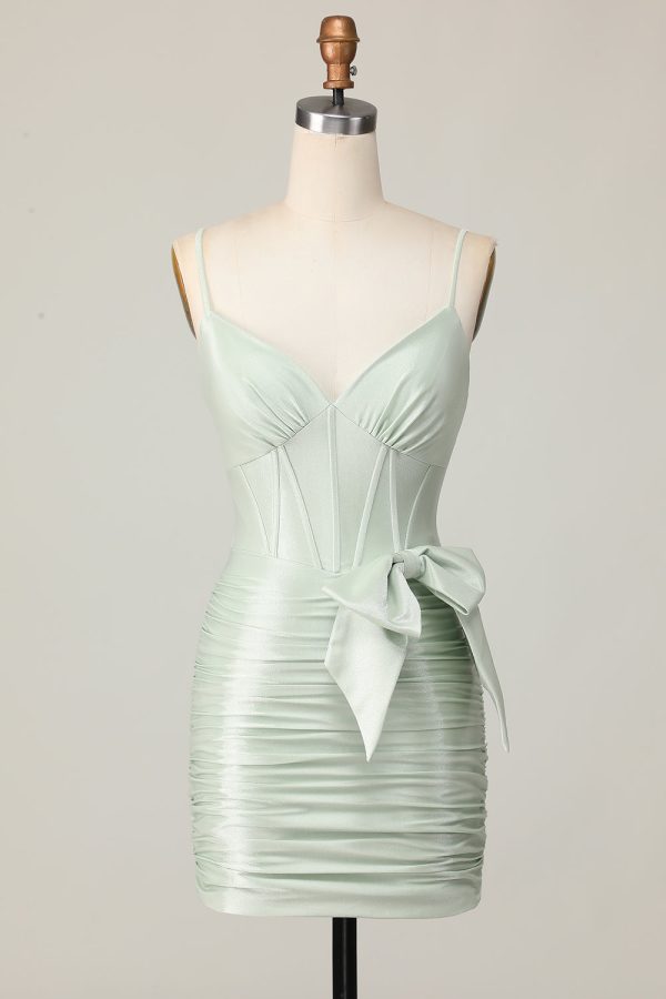 Sage Bodycon Corset Homecoming Dress with Bow