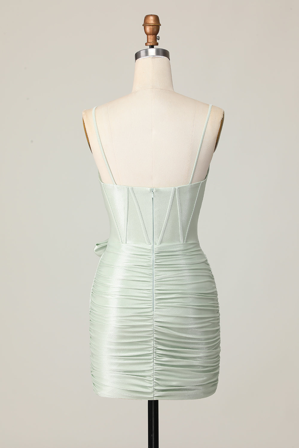 Sage Bodycon Corset Homecoming Dress with Bow - Image 2