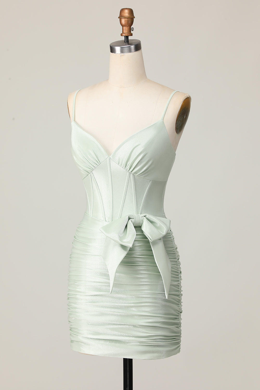 Sage Bodycon Corset Homecoming Dress with Bow - Image 5