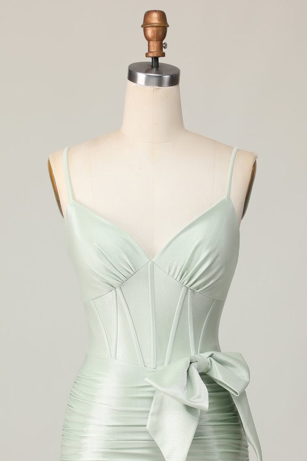 Sage Bodycon Corset Homecoming Dress with Bow - Image 6