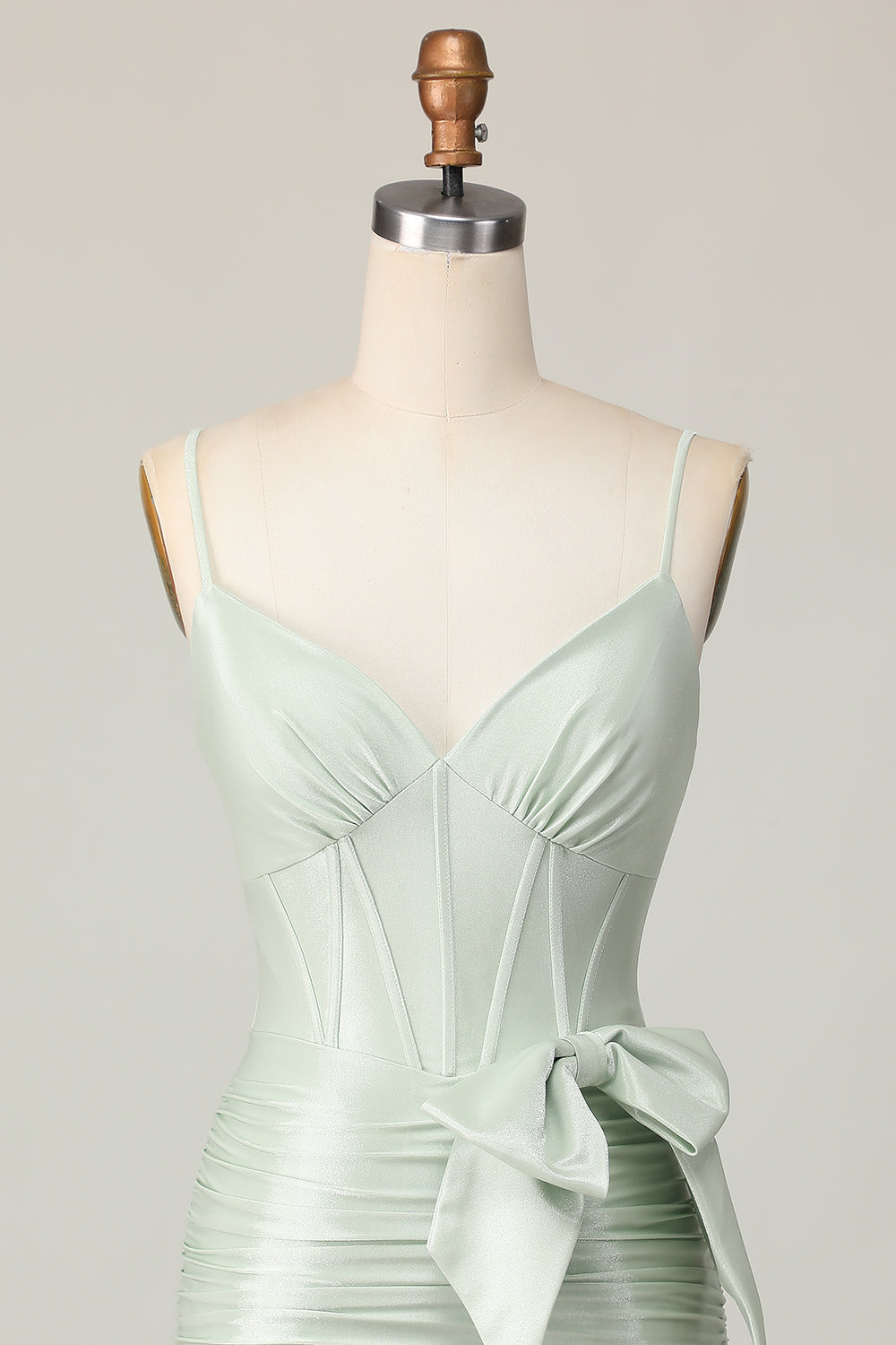 Sage Bodycon Corset Homecoming Dress with Bow - Image 6