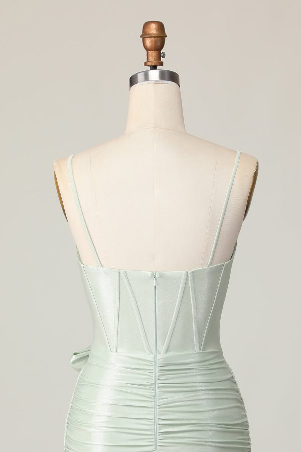 Sage Bodycon Corset Homecoming Dress with Bow - Image 7