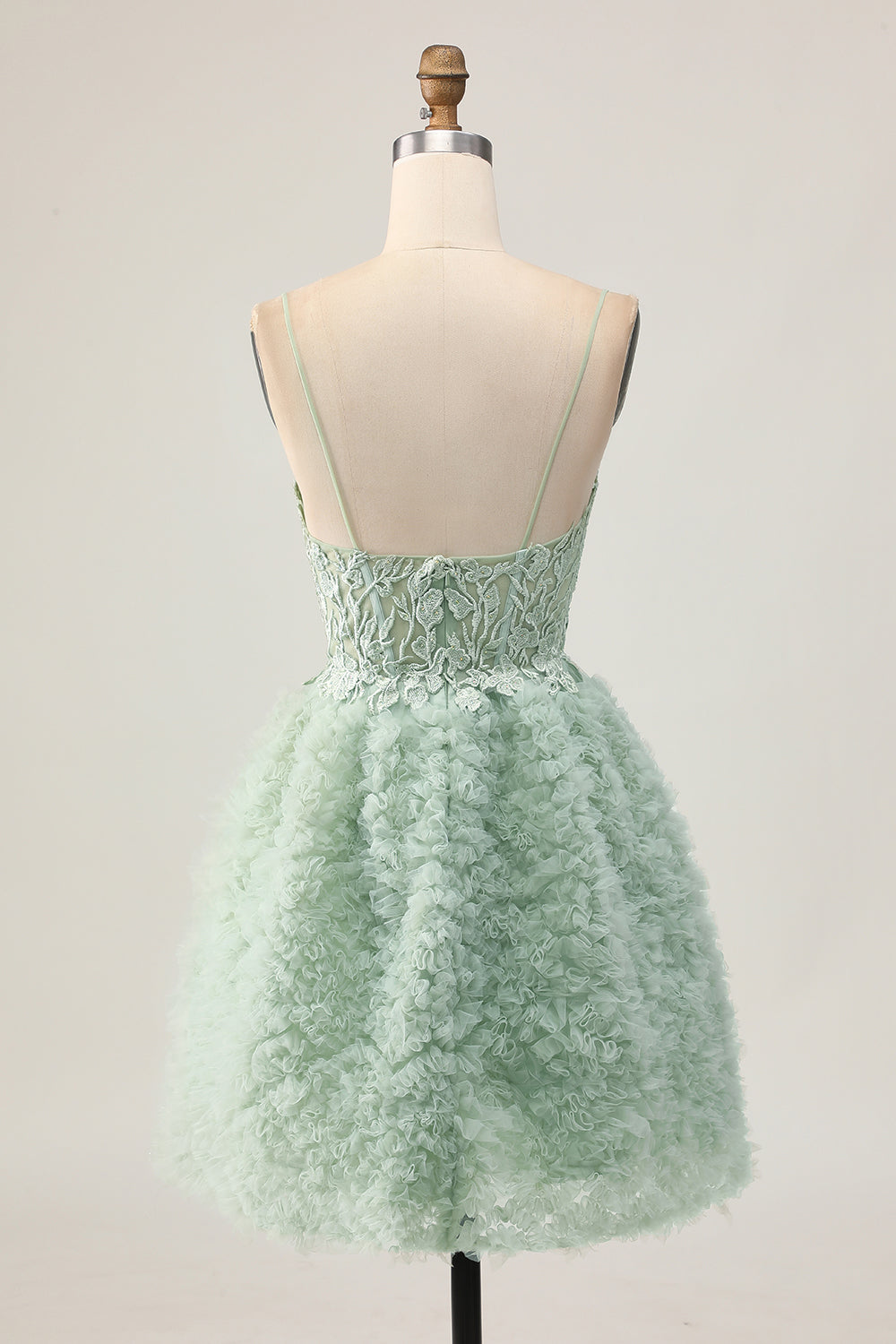 Sage Green Corset A-Line Homecoming Dress with Appliques - Image 2