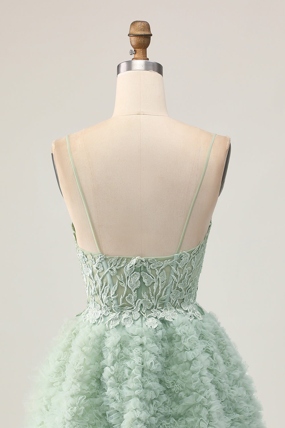 Sage Green Corset A-Line Homecoming Dress with Appliques - Image 7