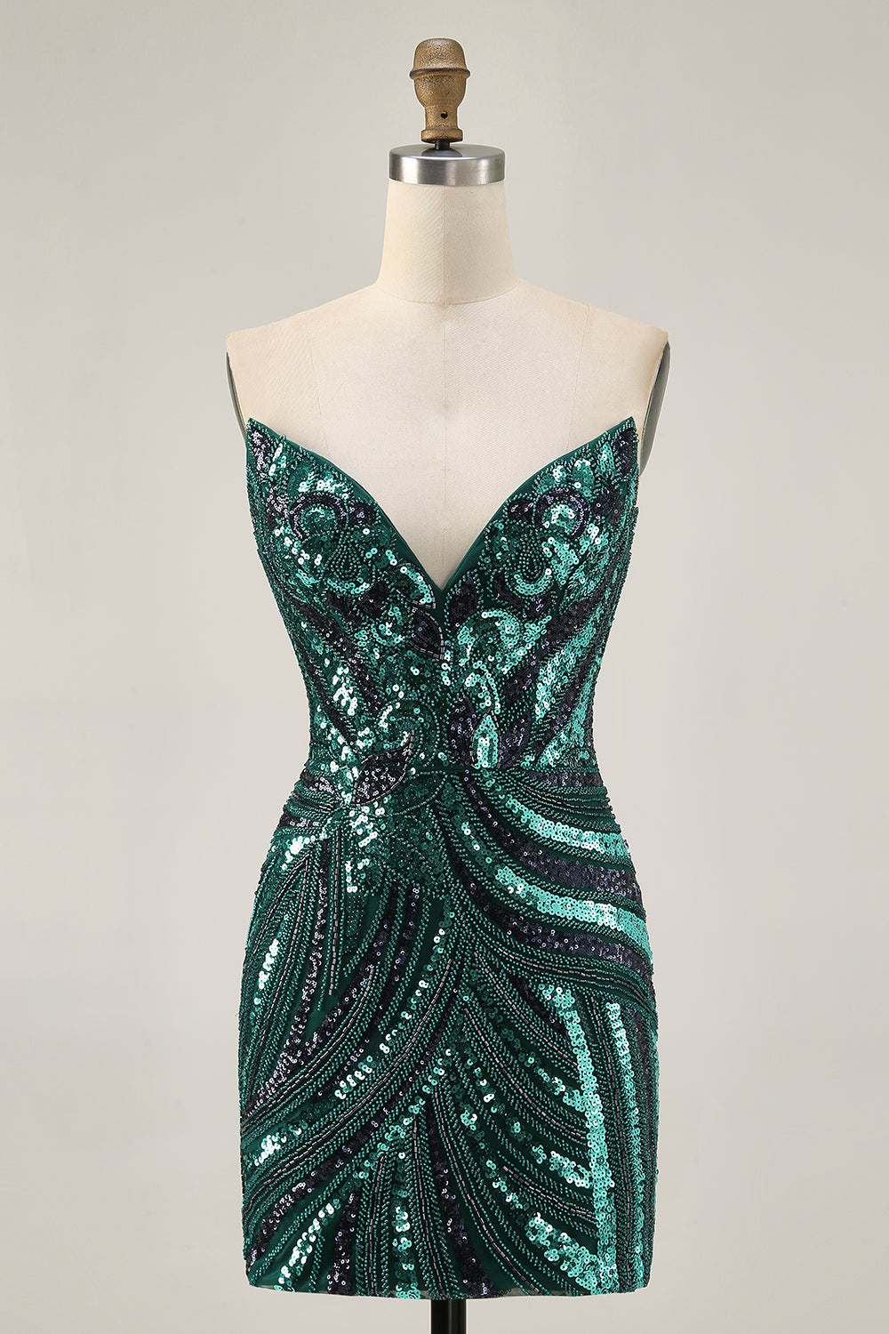 Royal Blue Strapless Bodycon Homecoming Dress With Sequins - Image 9