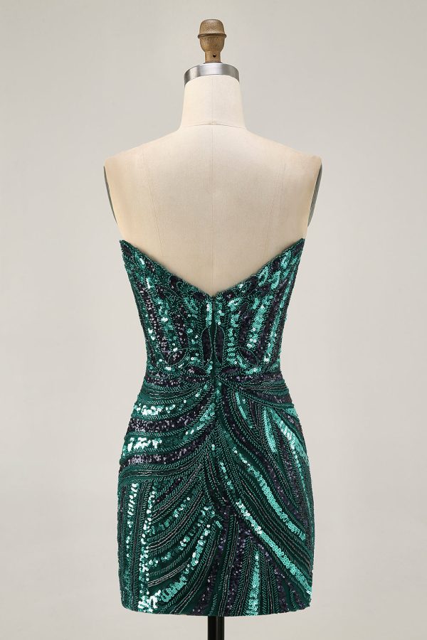 Royal Blue Strapless Bodycon Homecoming Dress With Sequins - Image 10