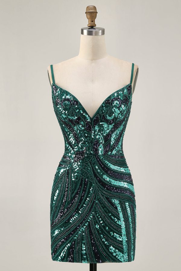 Royal Blue Strapless Bodycon Homecoming Dress With Sequins - Image 12