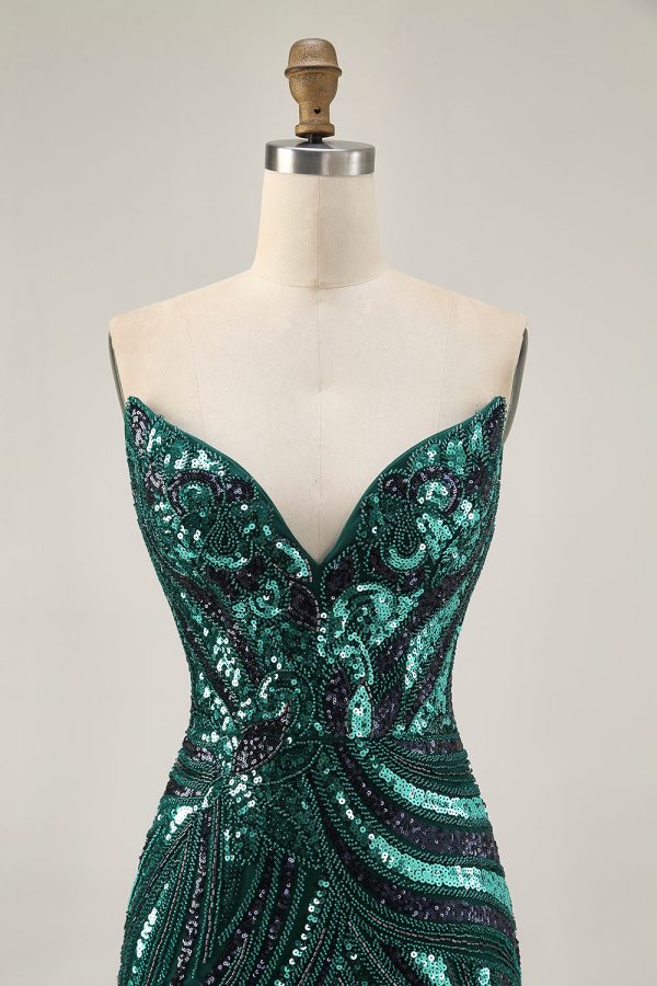 Royal Blue Strapless Bodycon Homecoming Dress With Sequins - Image 14