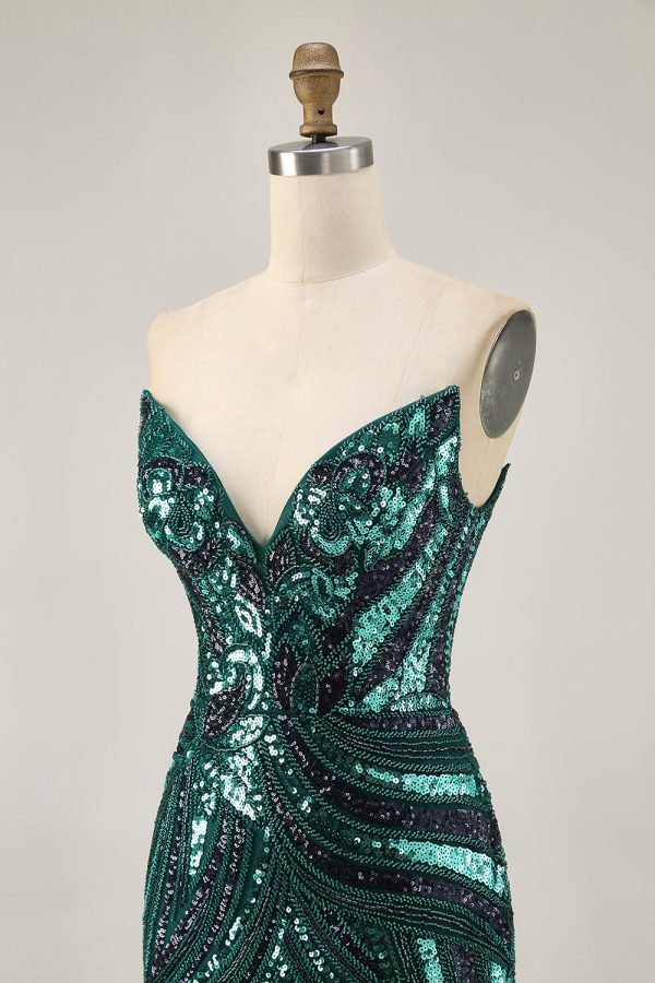 Royal Blue Strapless Bodycon Homecoming Dress With Sequins - Image 15