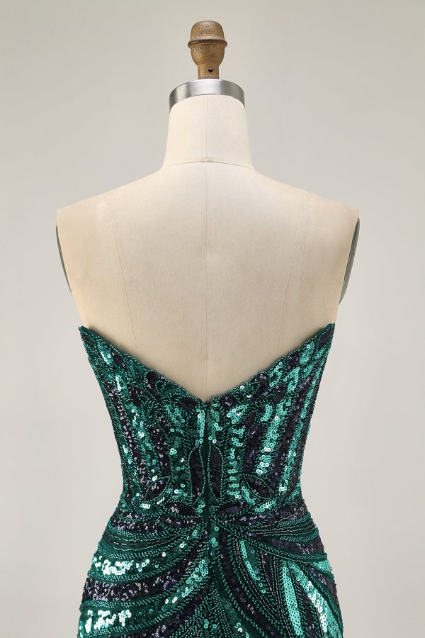 Royal Blue Strapless Bodycon Homecoming Dress With Sequins - Image 16
