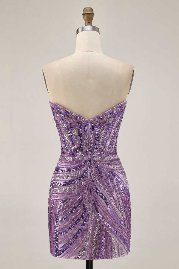 Royal Blue Strapless Bodycon Homecoming Dress With Sequins - Image 18