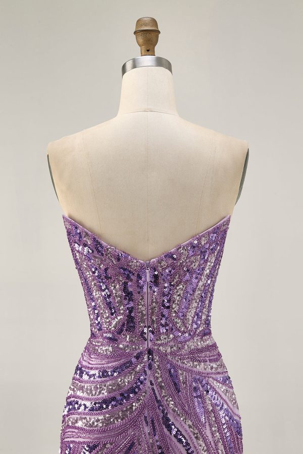 Royal Blue Strapless Bodycon Homecoming Dress With Sequins - Image 23