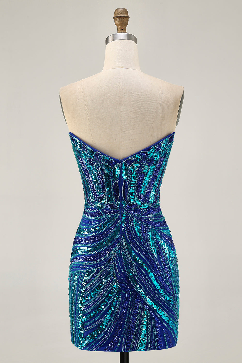 Royal Blue Strapless Bodycon Homecoming Dress With Sequins - Image 4