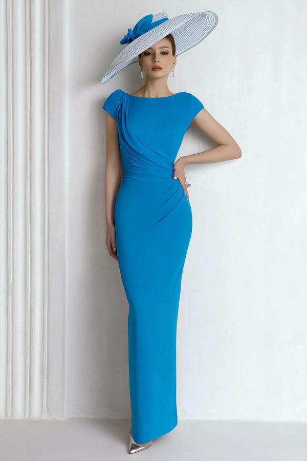 Royal Blue Sheath Maxi Mother Of The Bride Dress - Image 3