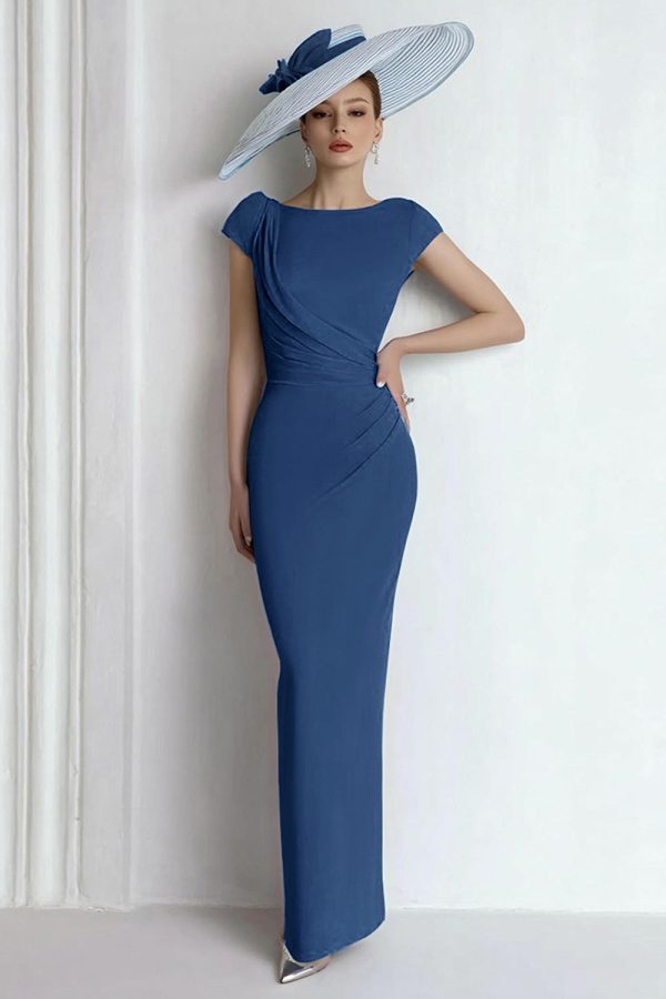 Royal Blue Sheath Maxi Mother Of The Bride Dress - Image 11