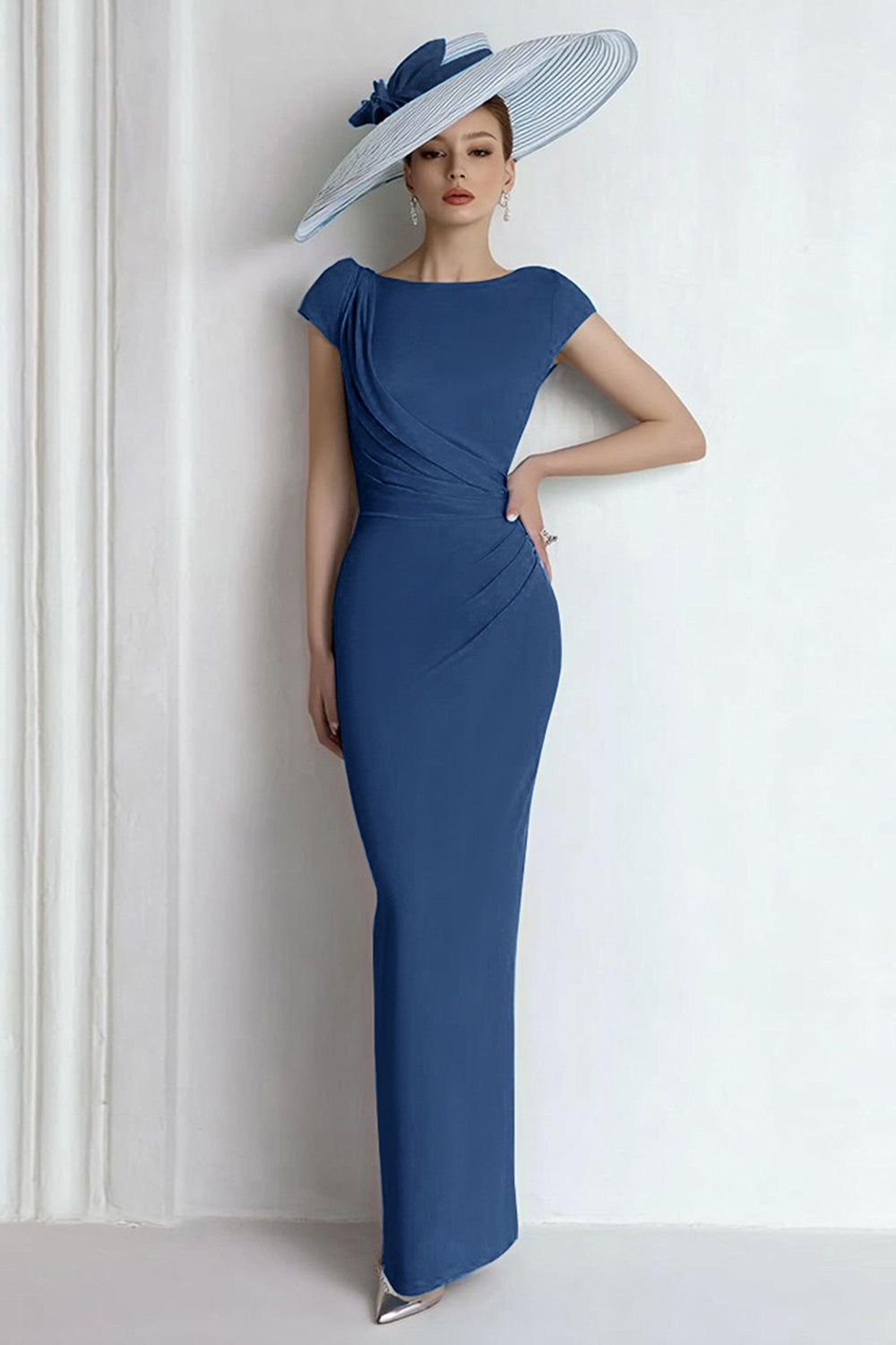 Royal Blue Sheath Maxi Mother Of The Bride Dress - Image 11