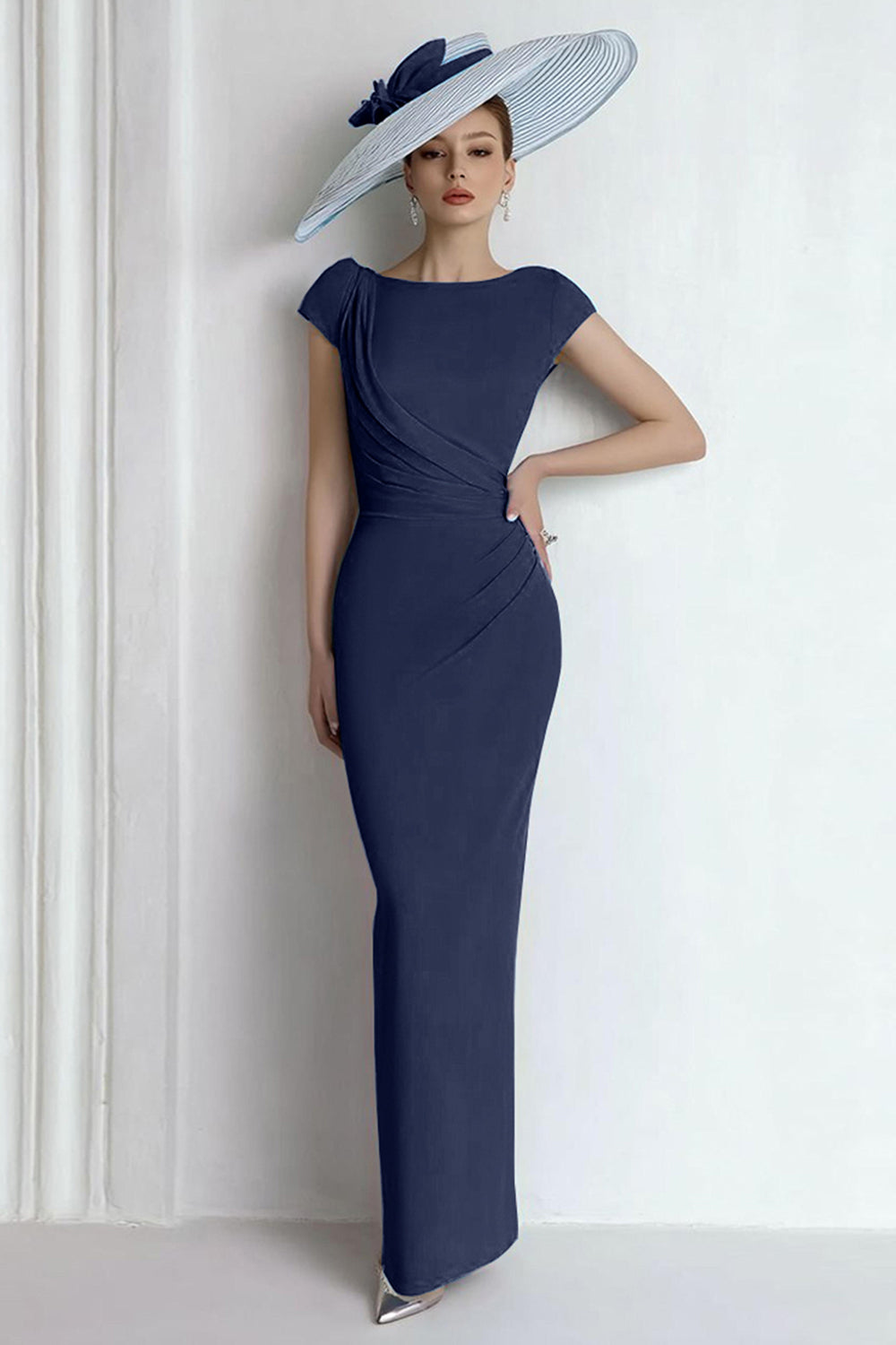 Royal Blue Sheath Maxi Mother Of The Bride Dress - Image 12