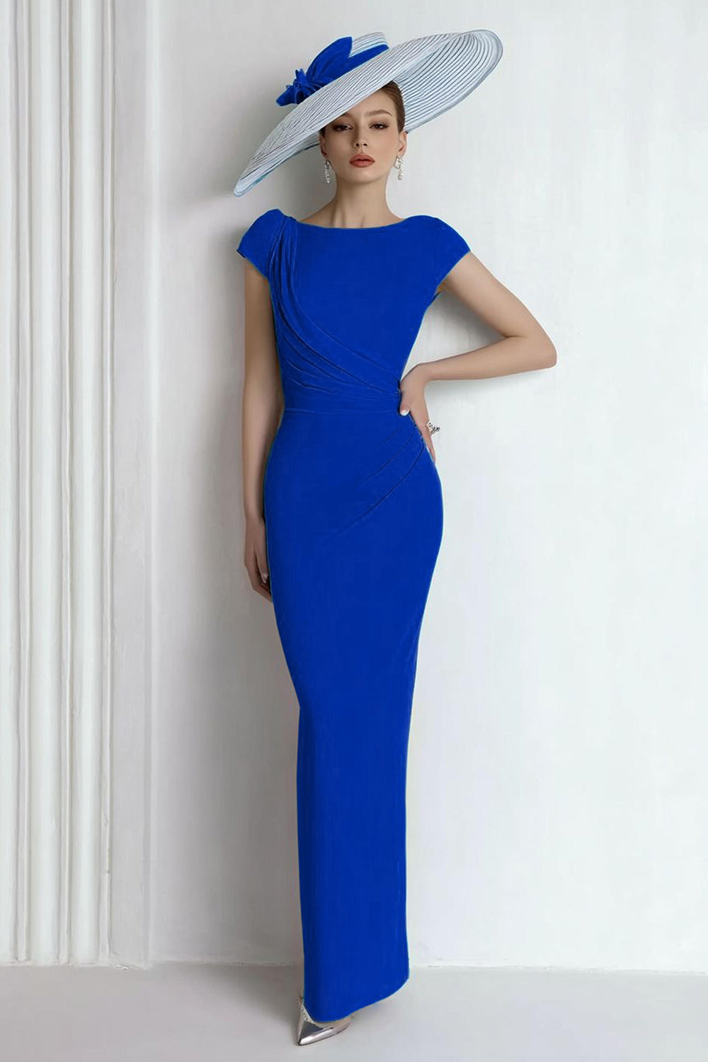 Royal Blue Sheath Maxi Mother Of The Bride Dress - Image 1
